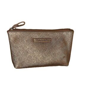 Tahari Shiny Rose Gold Cosmetic Bag